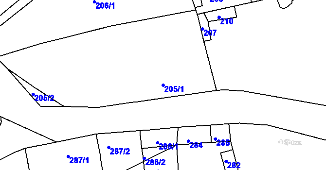 Parcela st. 205/1 v KÚ Vrskmaň, Katastrální mapa