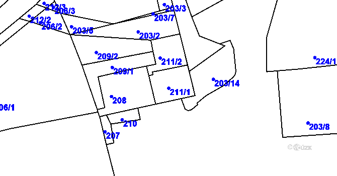 Parcela st. 211/1 v KÚ Vrskmaň, Katastrální mapa