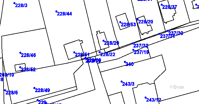 Parcela st. 228/22 v KÚ Vrskmaň, Katastrální mapa