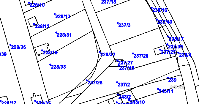 Parcela st. 228/32 v KÚ Vrskmaň, Katastrální mapa