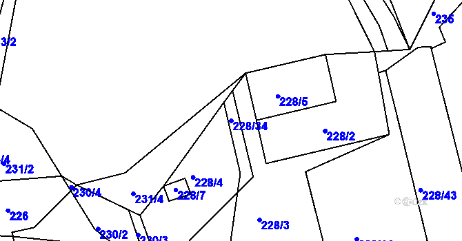Parcela st. 228/34 v KÚ Vrskmaň, Katastrální mapa