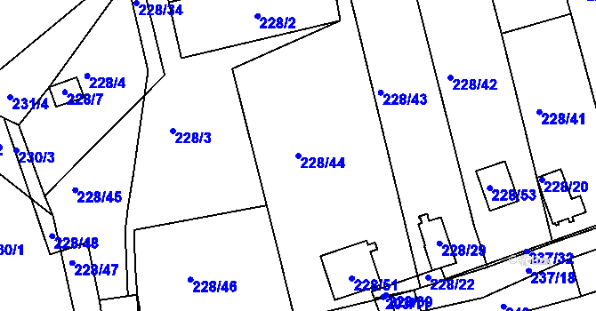 Parcela st. 228/44 v KÚ Vrskmaň, Katastrální mapa