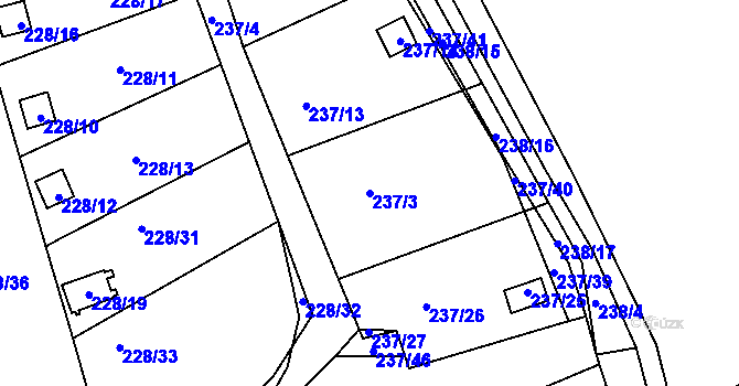 Parcela st. 237/3 v KÚ Vrskmaň, Katastrální mapa
