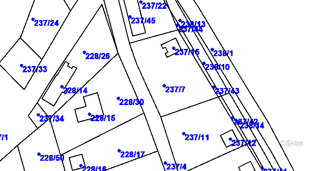Parcela st. 237/7 v KÚ Vrskmaň, Katastrální mapa