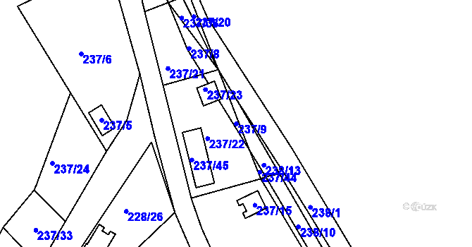 Parcela st. 237/9 v KÚ Vrskmaň, Katastrální mapa