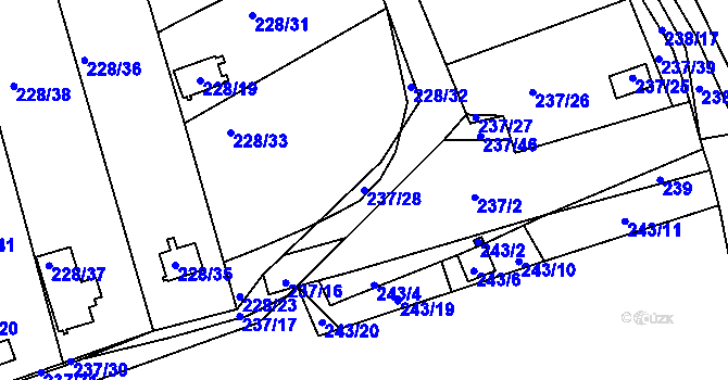 Parcela st. 237/28 v KÚ Vrskmaň, Katastrální mapa