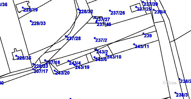 Parcela st. 243/2 v KÚ Vrskmaň, Katastrální mapa