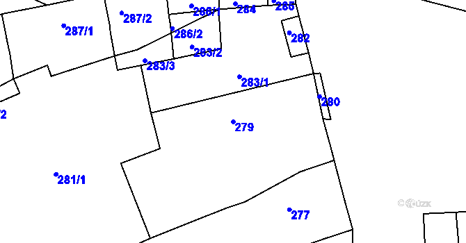 Parcela st. 279 v KÚ Vrskmaň, Katastrální mapa
