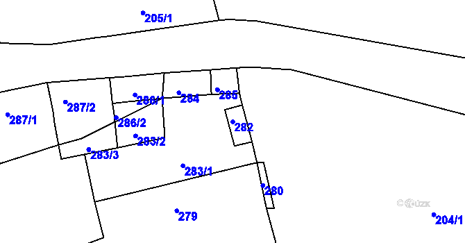 Parcela st. 282 v KÚ Vrskmaň, Katastrální mapa