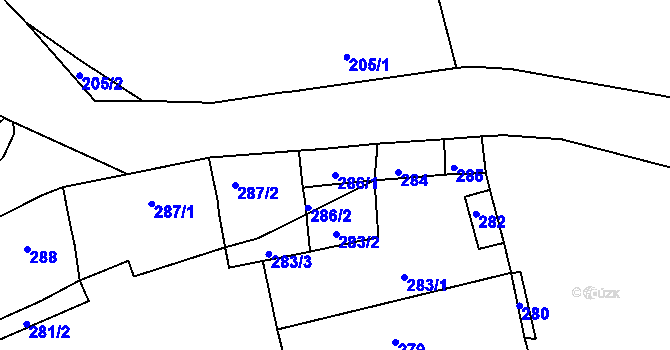 Parcela st. 286/1 v KÚ Vrskmaň, Katastrální mapa