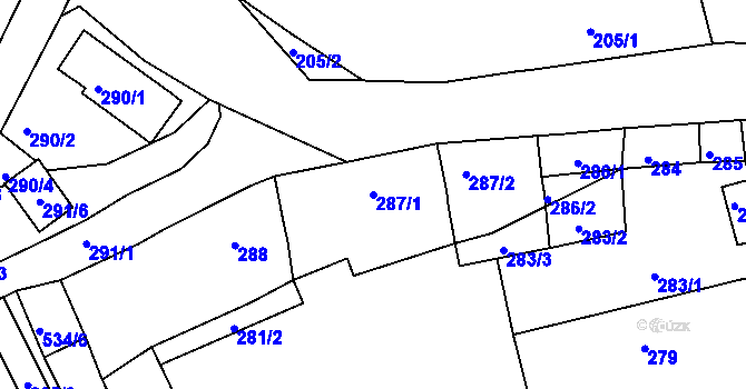 Parcela st. 287/1 v KÚ Vrskmaň, Katastrální mapa