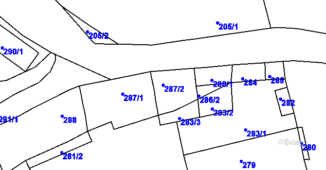 Parcela st. 287/2 v KÚ Vrskmaň, Katastrální mapa