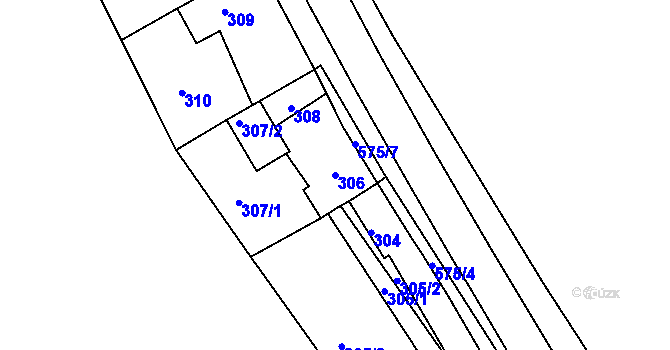 Parcela st. 306 v KÚ Vrskmaň, Katastrální mapa
