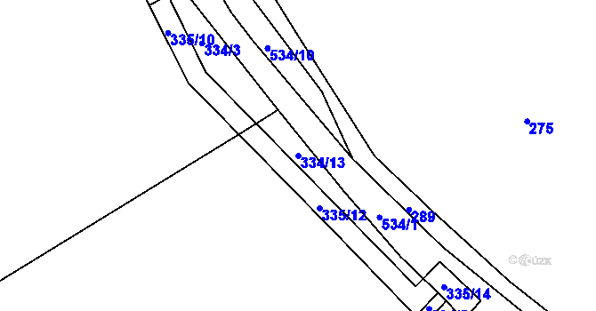 Parcela st. 334/13 v KÚ Vrskmaň, Katastrální mapa