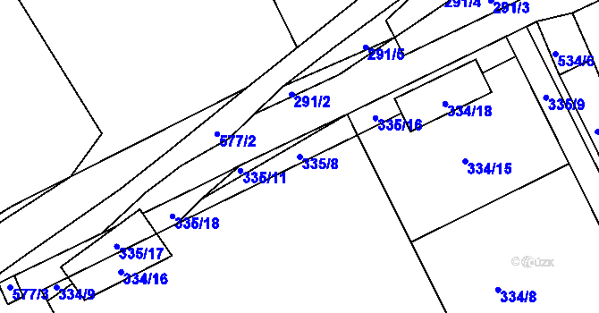 Parcela st. 335/8 v KÚ Vrskmaň, Katastrální mapa