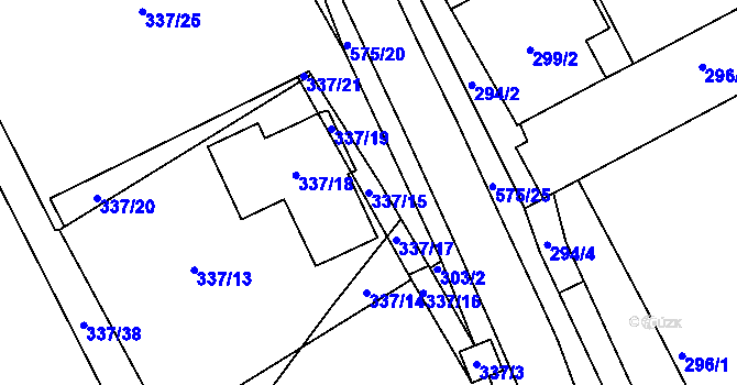 Parcela st. 337/15 v KÚ Vrskmaň, Katastrální mapa