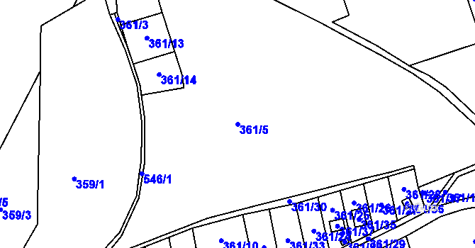 Parcela st. 361/5 v KÚ Vrskmaň, Katastrální mapa