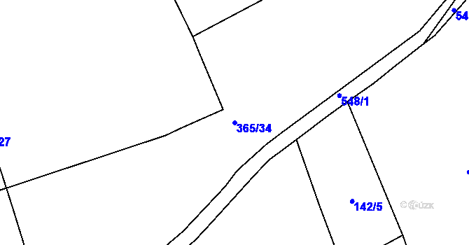 Parcela st. 365/34 v KÚ Vrskmaň, Katastrální mapa