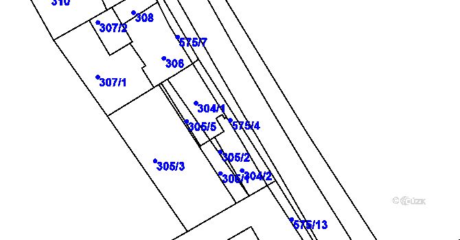 Parcela st. 575/4 v KÚ Vrskmaň, Katastrální mapa