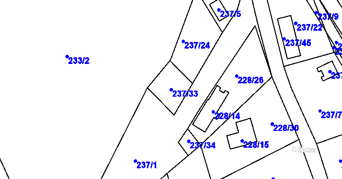 Parcela st. 237/33 v KÚ Vrskmaň, Katastrální mapa