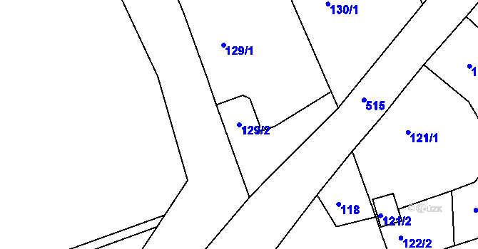 Parcela st. 129/2 v KÚ Vrskmaň, Katastrální mapa