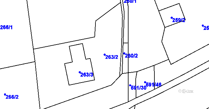 Parcela st. 263/2 v KÚ Vrskmaň, Katastrální mapa