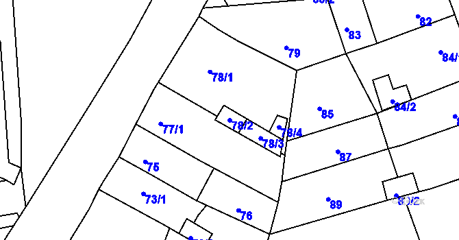 Parcela st. 78/2 v KÚ Vrskmaň, Katastrální mapa