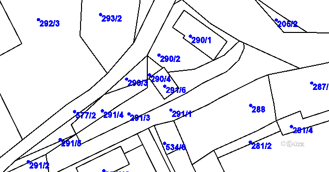 Parcela st. 291/6 v KÚ Vrskmaň, Katastrální mapa
