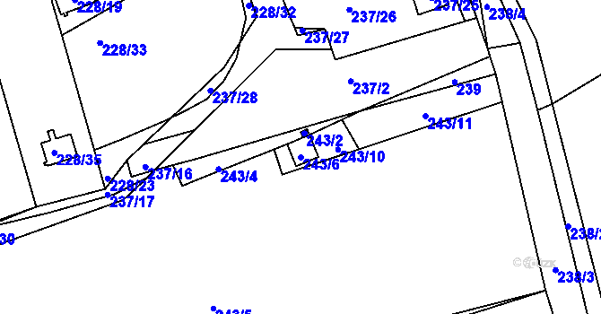 Parcela st. 243/6 v KÚ Vrskmaň, Katastrální mapa