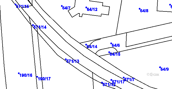 Parcela st. 64/14 v KÚ Vrskmaň, Katastrální mapa