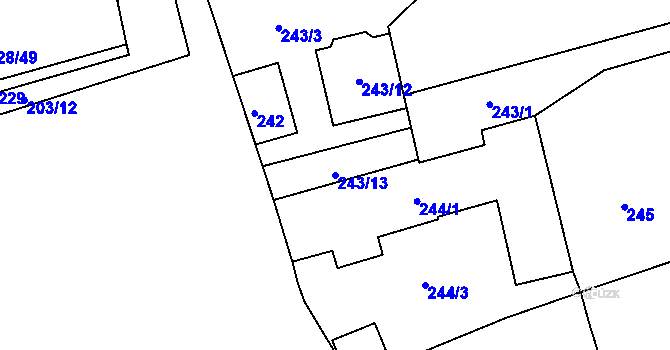 Parcela st. 243/13 v KÚ Vrskmaň, Katastrální mapa