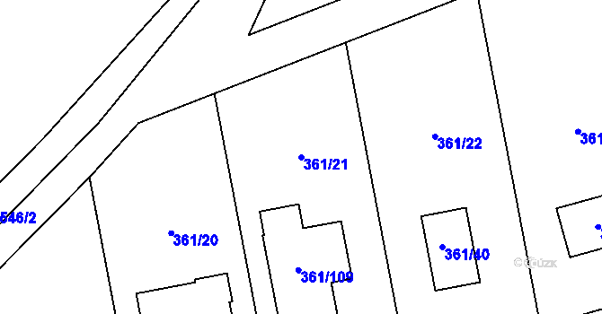 Parcela st. 361/21 v KÚ Vrskmaň, Katastrální mapa