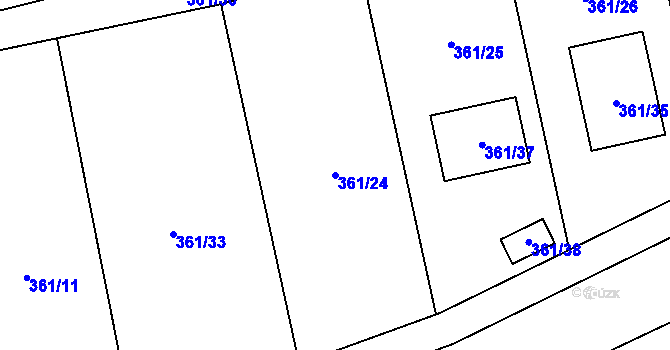 Parcela st. 361/24 v KÚ Vrskmaň, Katastrální mapa