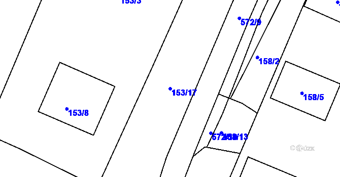 Parcela st. 153/17 v KÚ Vrskmaň, Katastrální mapa