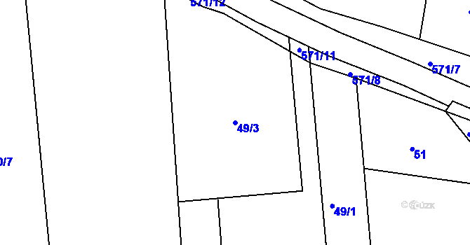 Parcela st. 49/3 v KÚ Vrskmaň, Katastrální mapa