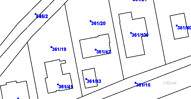 Parcela st. 361/42 v KÚ Vrskmaň, Katastrální mapa