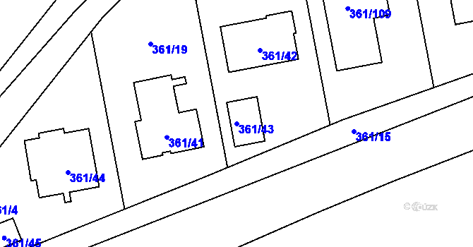 Parcela st. 361/43 v KÚ Vrskmaň, Katastrální mapa