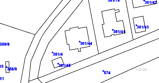 Parcela st. 361/44 v KÚ Vrskmaň, Katastrální mapa