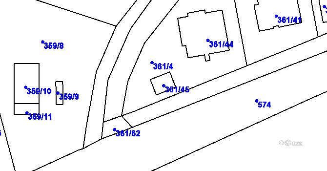 Parcela st. 361/45 v KÚ Vrskmaň, Katastrální mapa