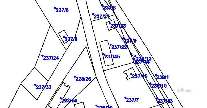 Parcela st. 237/45 v KÚ Vrskmaň, Katastrální mapa
