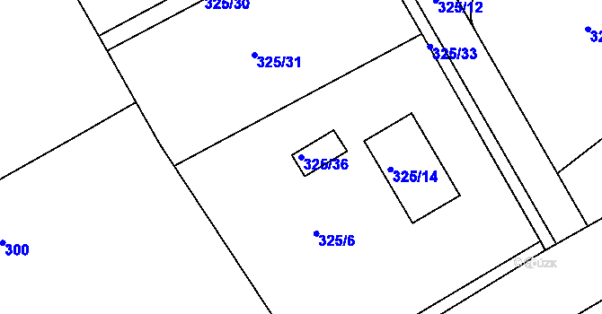 Parcela st. 325/36 v KÚ Vrskmaň, Katastrální mapa