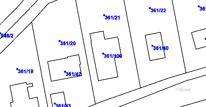 Parcela st. 361/109 v KÚ Vrskmaň, Katastrální mapa