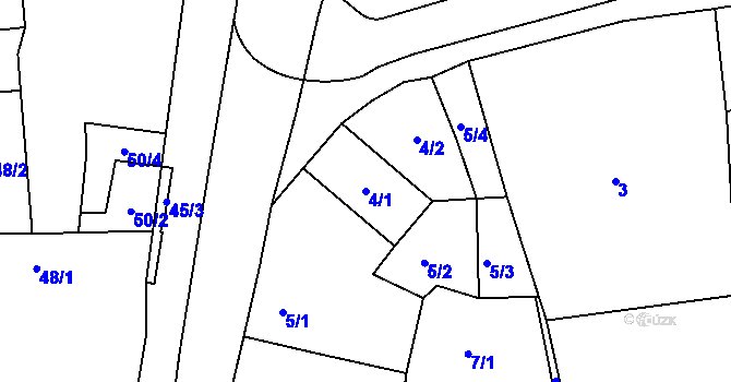 Parcela st. 4/1 v KÚ Vrskmaň, Katastrální mapa