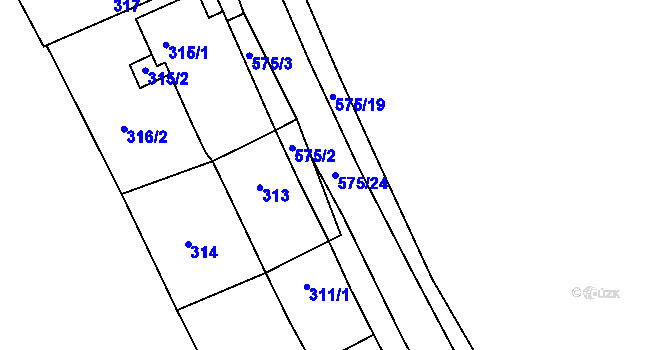Parcela st. 575/24 v KÚ Vrskmaň, Katastrální mapa