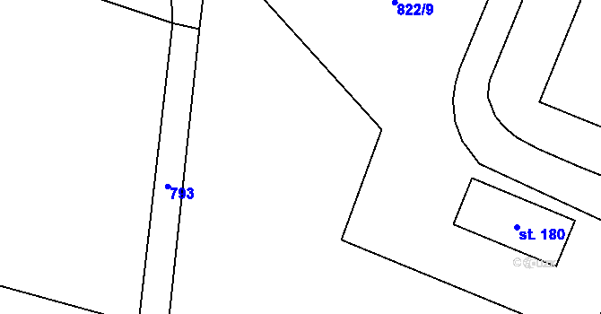 Parcela st. 822/33 v KÚ Vršce, Katastrální mapa