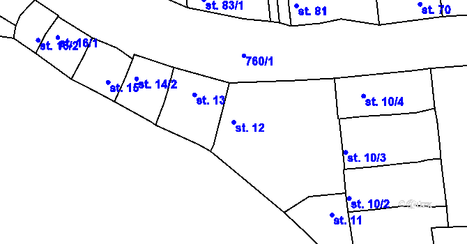 Parcela st. 12 v KÚ Vršovice u Loun, Katastrální mapa