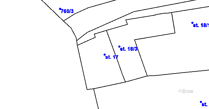 Parcela st. 17 v KÚ Vršovice u Loun, Katastrální mapa