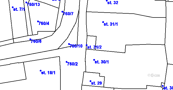 Parcela st. 31/2 v KÚ Vršovice u Loun, Katastrální mapa