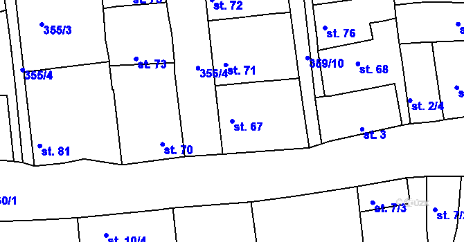 Parcela st. 67 v KÚ Vršovice u Loun, Katastrální mapa