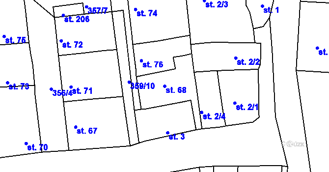 Parcela st. 68 v KÚ Vršovice u Loun, Katastrální mapa